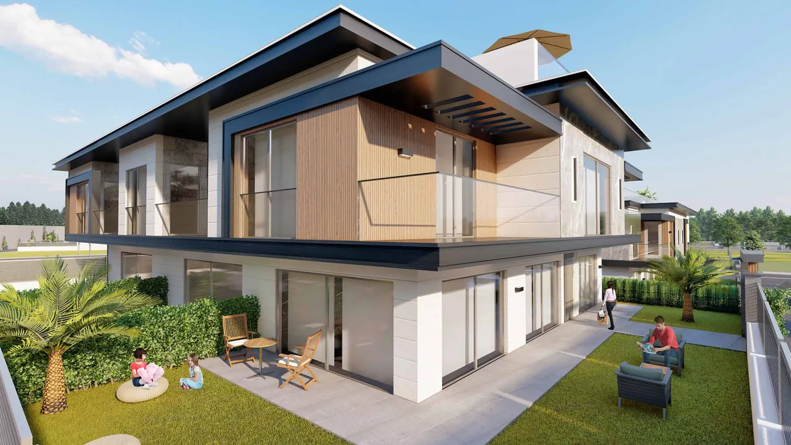 H Blok Yan Cephe & 80 m² Bahçe