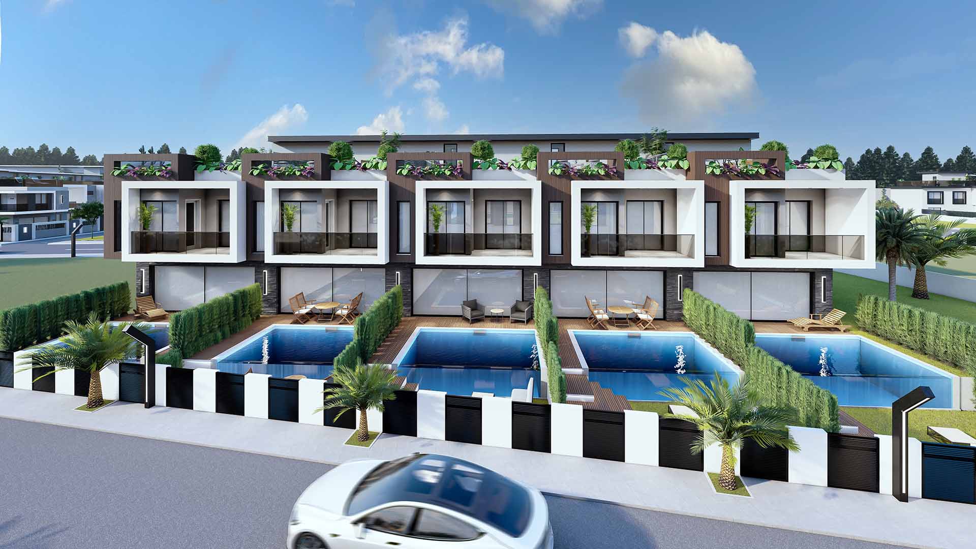 Villa Homeros G Blok Ön Cephe Havuz Görünüm