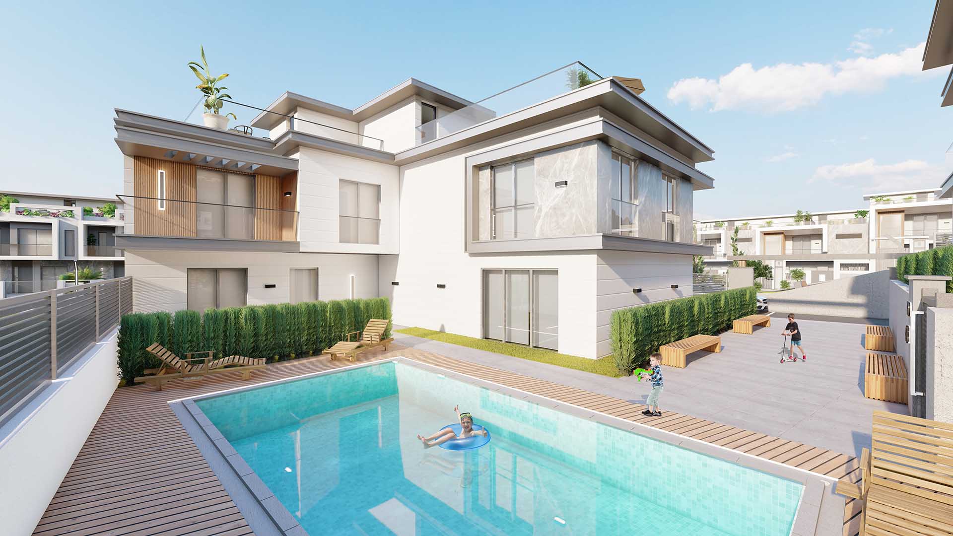 Villa Homeros H Blok Havuz Görünüm